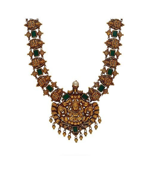 Second Hand 22Kt Plain Gold Haram With Traditional Kalasam Locket