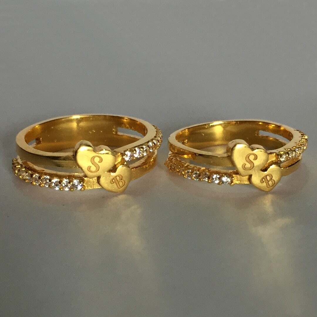 Second Hand Mini Heart Gold Couple Name Rings in Chennai at