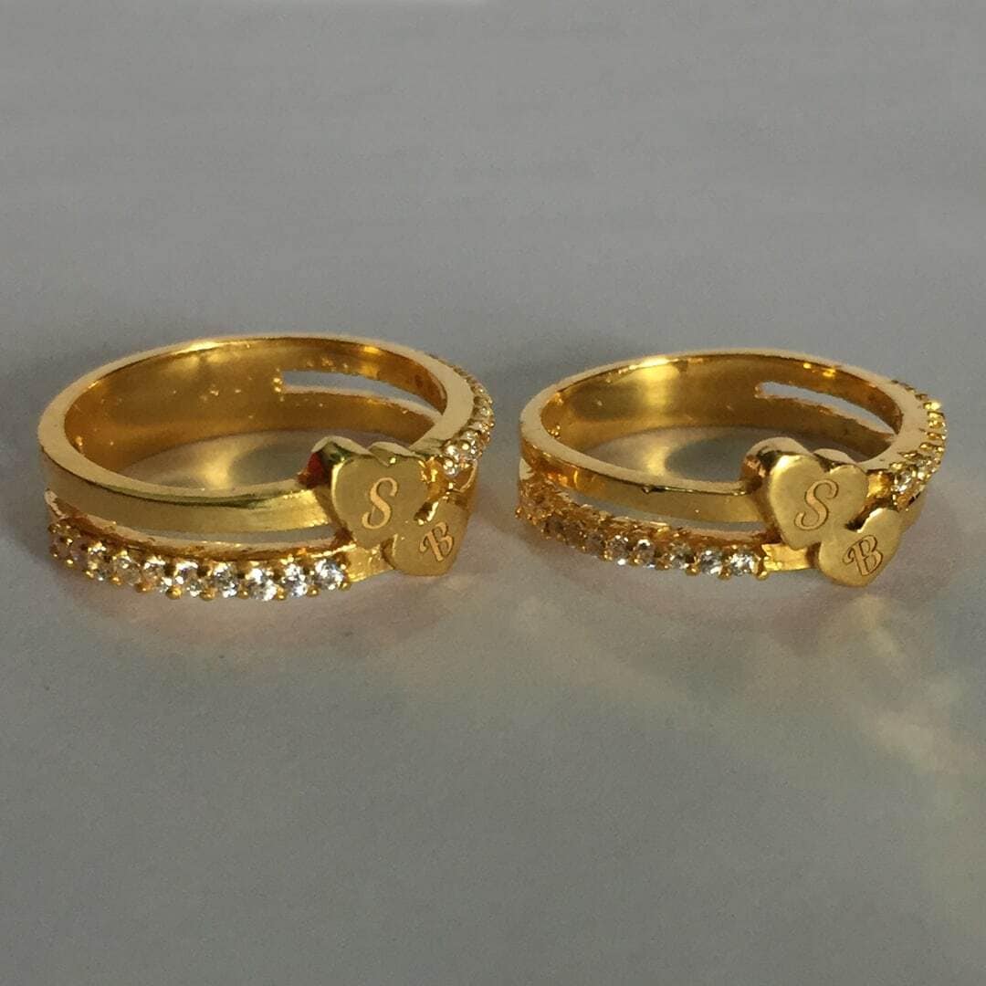 Engagement Couple Rings Gold With Letters Wedding Couple