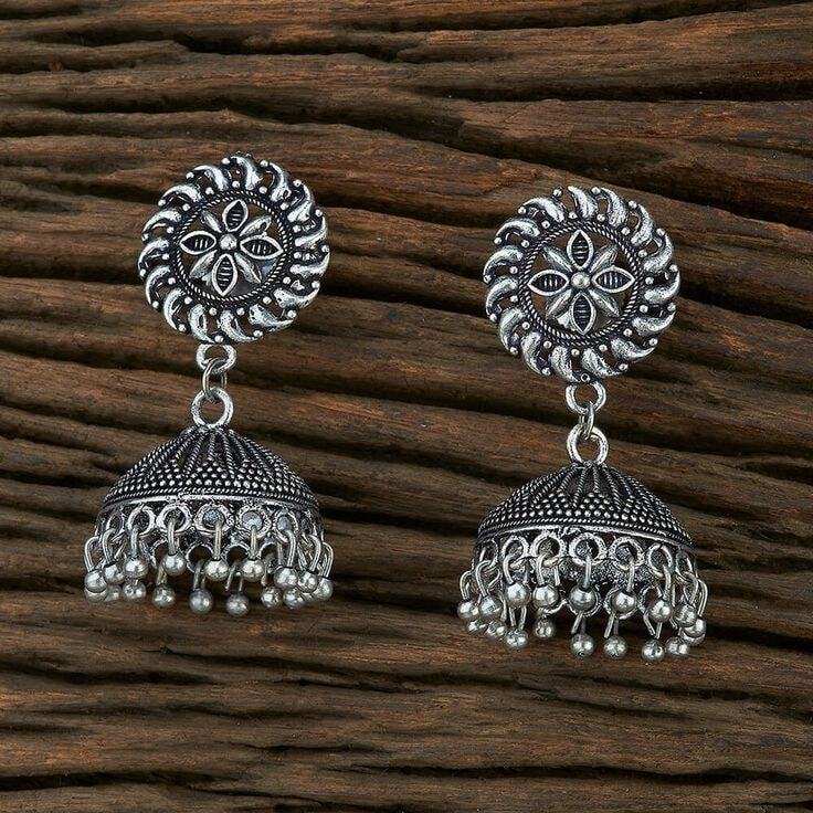 Second Hand Oxidised Silver Jhumka Earrings 10mm in Chennai at