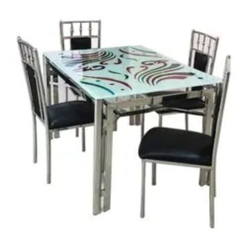Second Hand Stainless Steel Dining Table With Glass Top And
