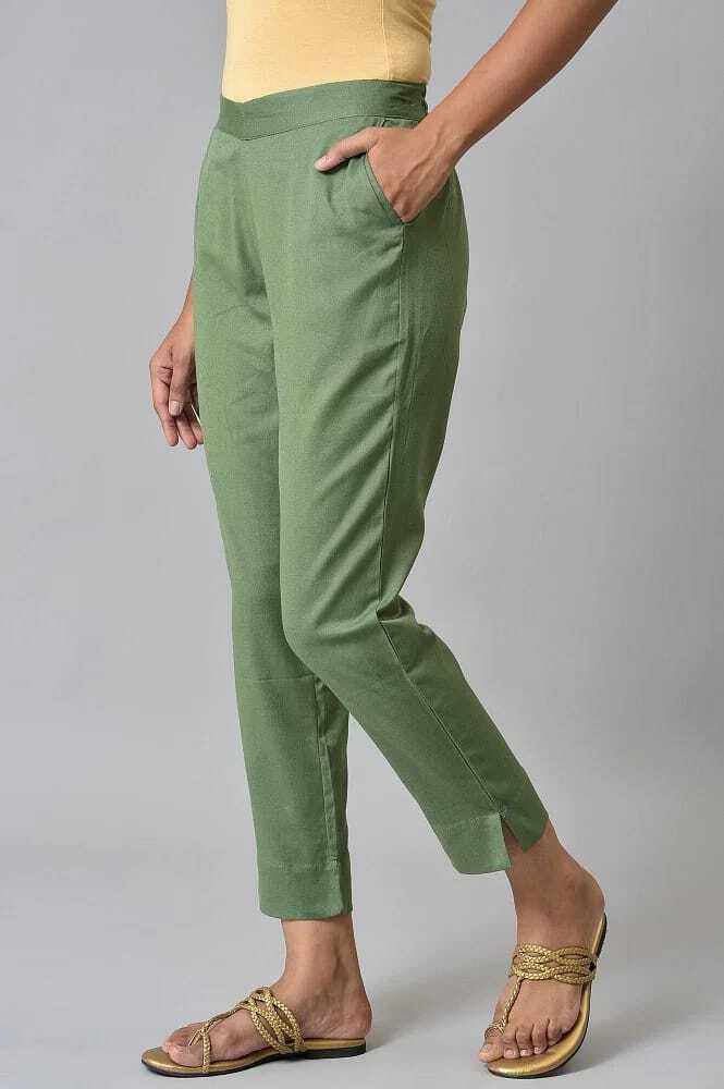 Sheeting Cotton Casual Trouser Pant For Women, Green in Jaipur at