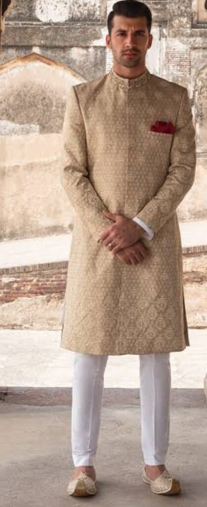 Cream Velvet Embroidered Ethnic Sherwani in Delhi at ₹ 3,500 Pc