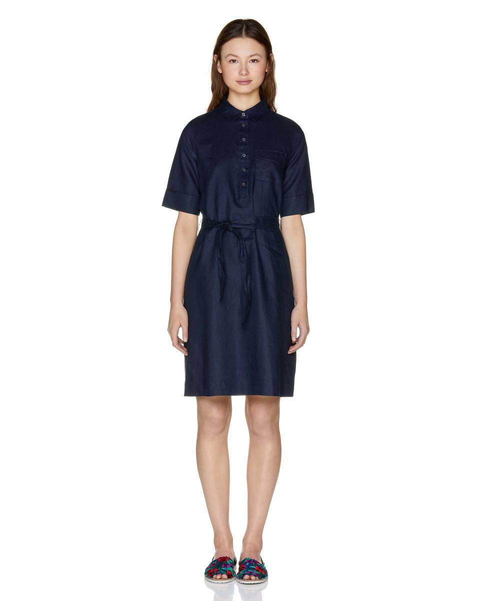 chinese dress ladies United Colors of Benetton Regular Fit Mandarin Collar Floral Print Diffused Linen  Dress (Size: 2XL) main image 1