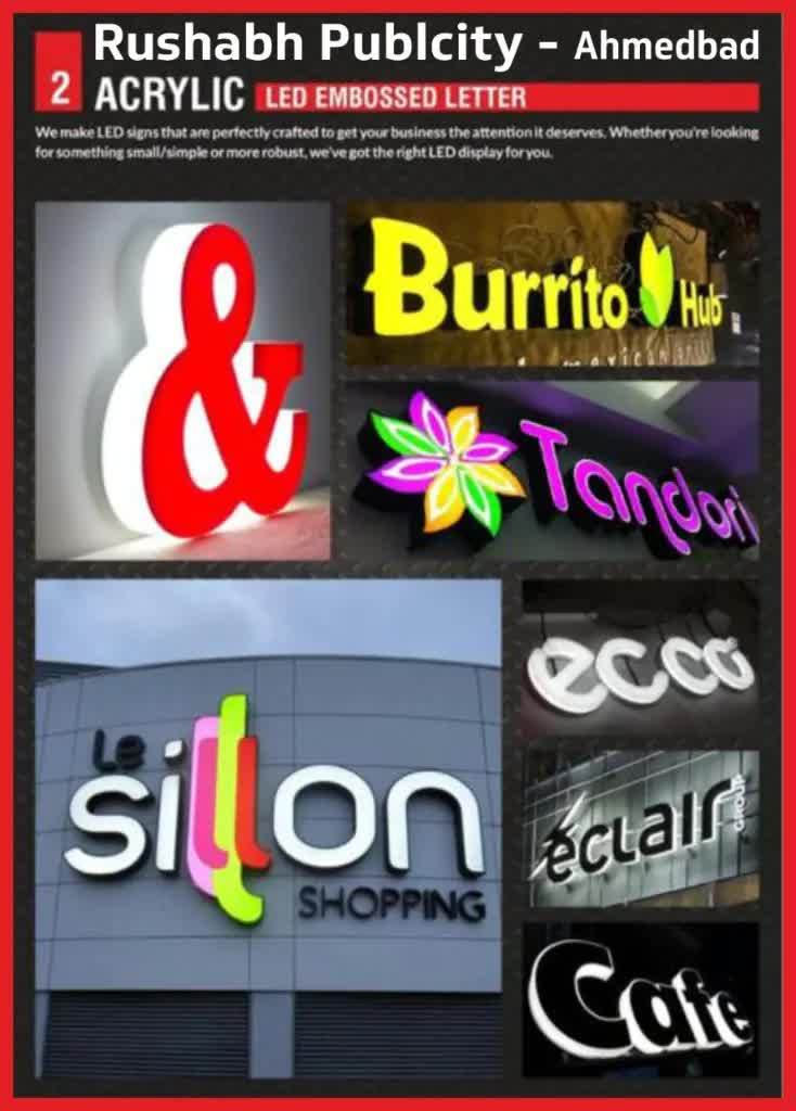 Acrylic Led Embossed Letter Sign Board in Ahmedabad at ₹ 1,150