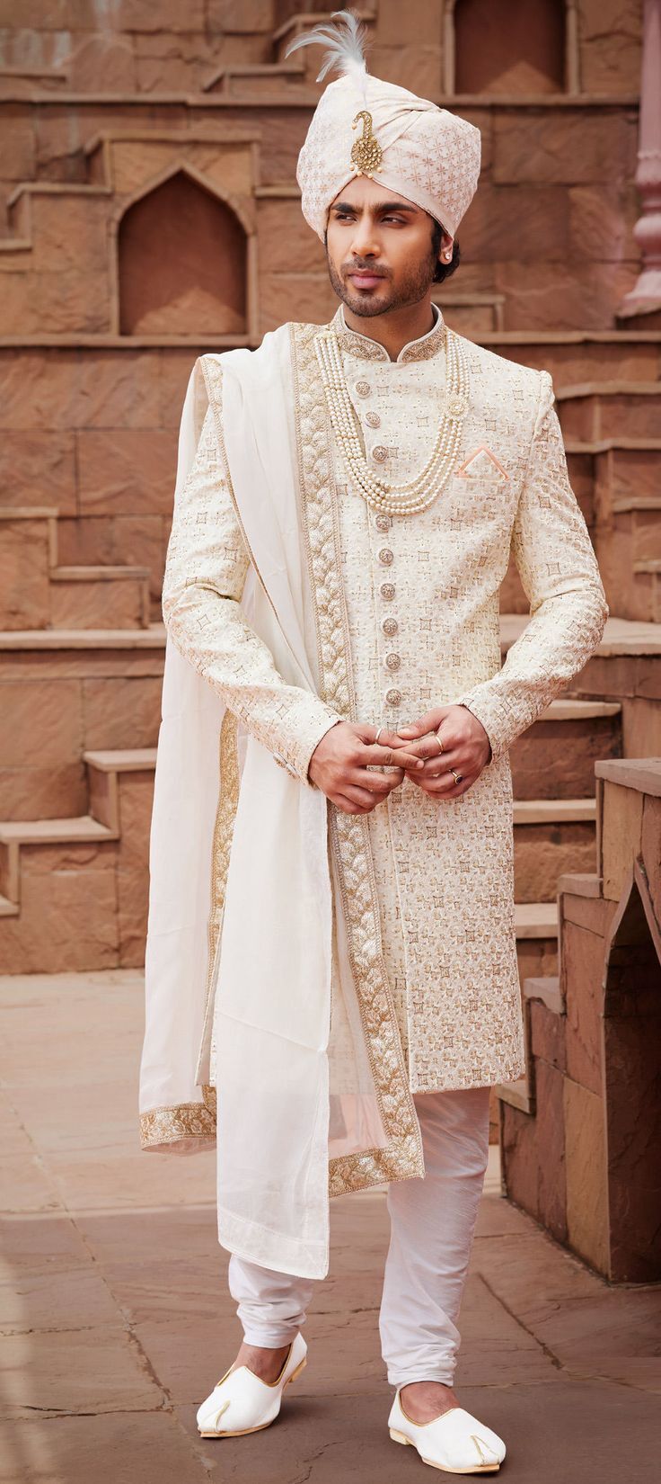 Silk White Wedding Sherwani in Delhi at ₹ 2,500 ₹ 10,000 Set