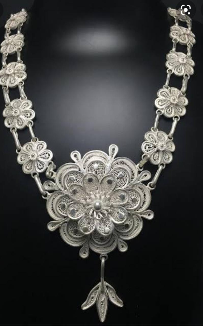 Silver Necklace Kalyan Jewellers Kamarband Silver Filigree Odissi
