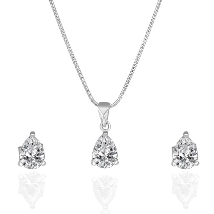 Silver Pear Pendant Set in Delhi at 