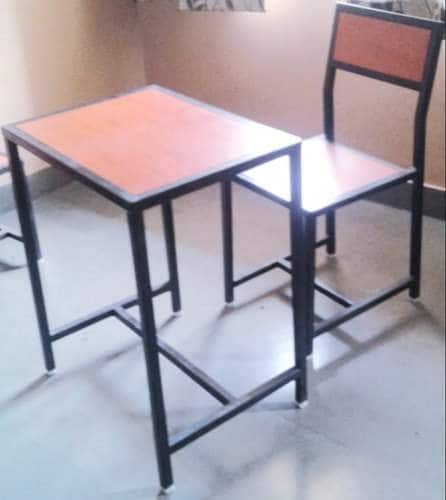 Rastogi Steel Furniture Single Seat Desk and Bench Wooden Top