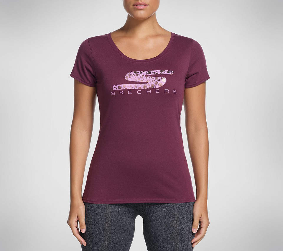Skechers Womens FOIL BLOSSOM TEE US L PURPLE [W04TS52A] in