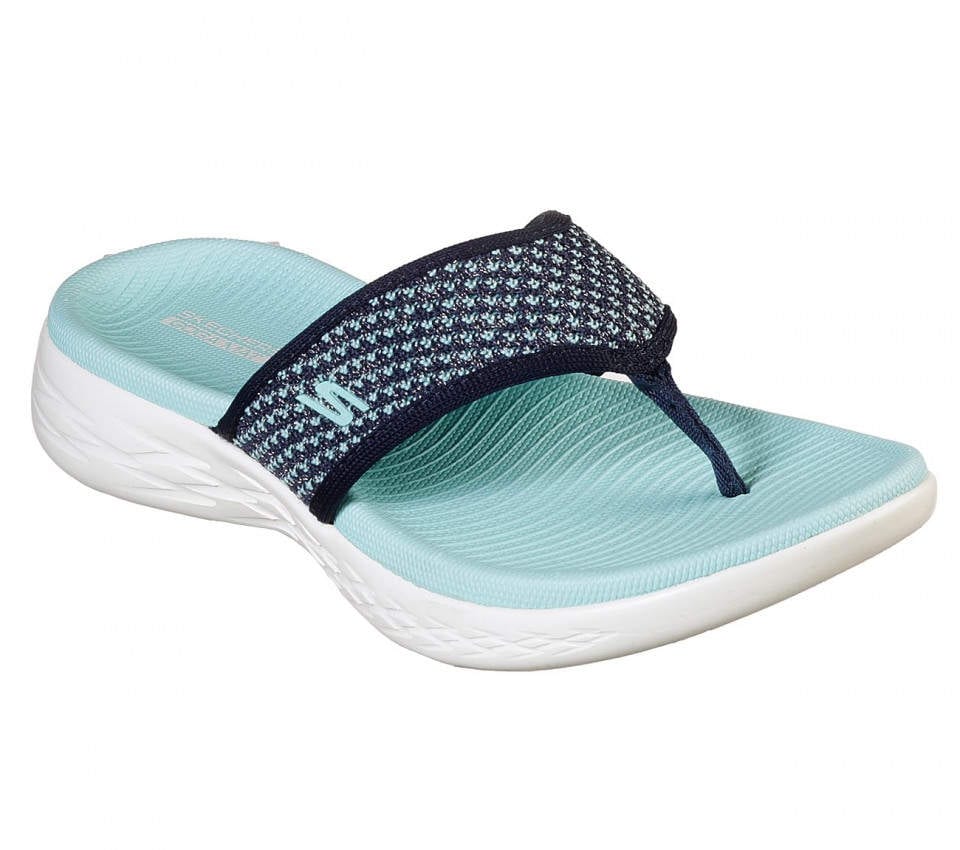 Skechers Womens ON-THE-GO 600 GLOSSY US NAVY, AQUA [16150] in