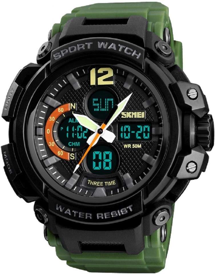 SKMEI 1343 Army Green Chronograph Analog Digital Sports Analog