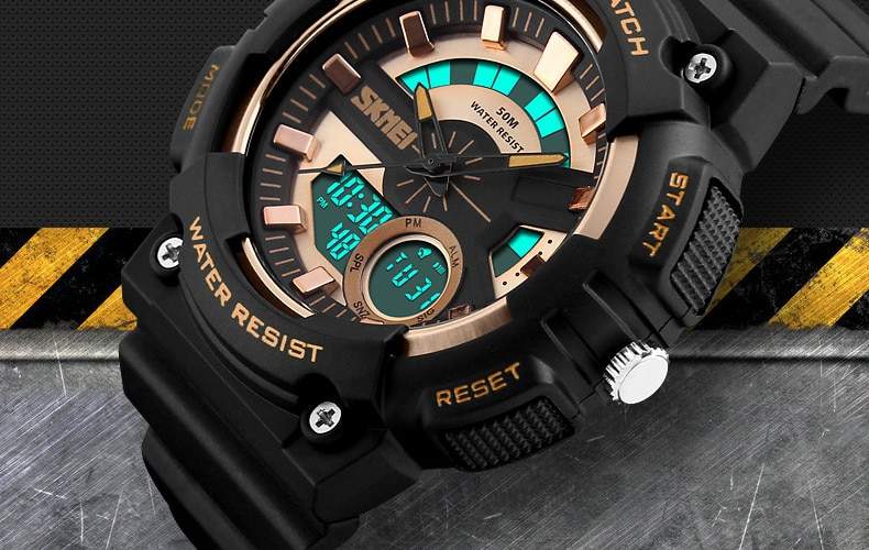 SKMEI 1235 Chronograph Wrist Watch For Mens (Rose Gold) in