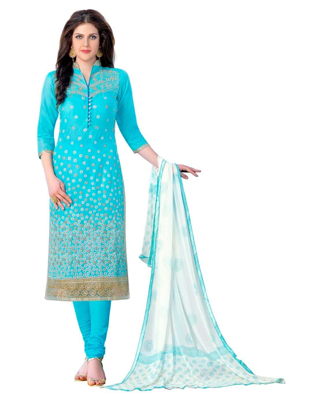 Sky Blue Plain Cotton Dress Material in Surat at best price by Rajshree  Fashions - Justdial