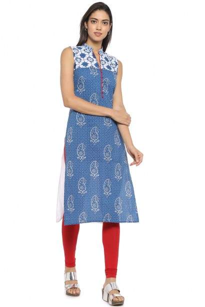 Soch Straight Cotton Floral Print Royal 