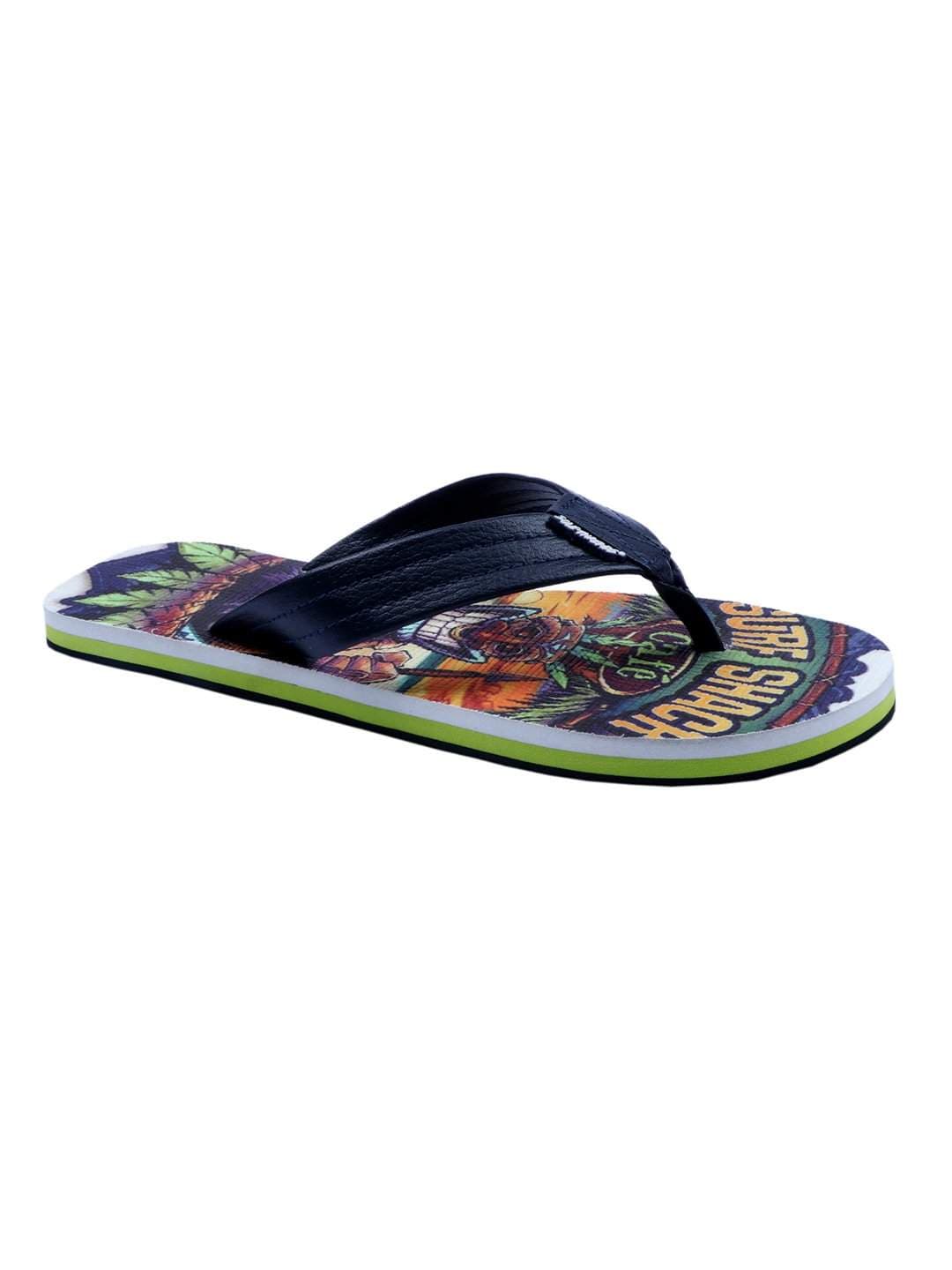 Solethreads Surf Shack Graphic Flip Flops For Men (Black-Navy,