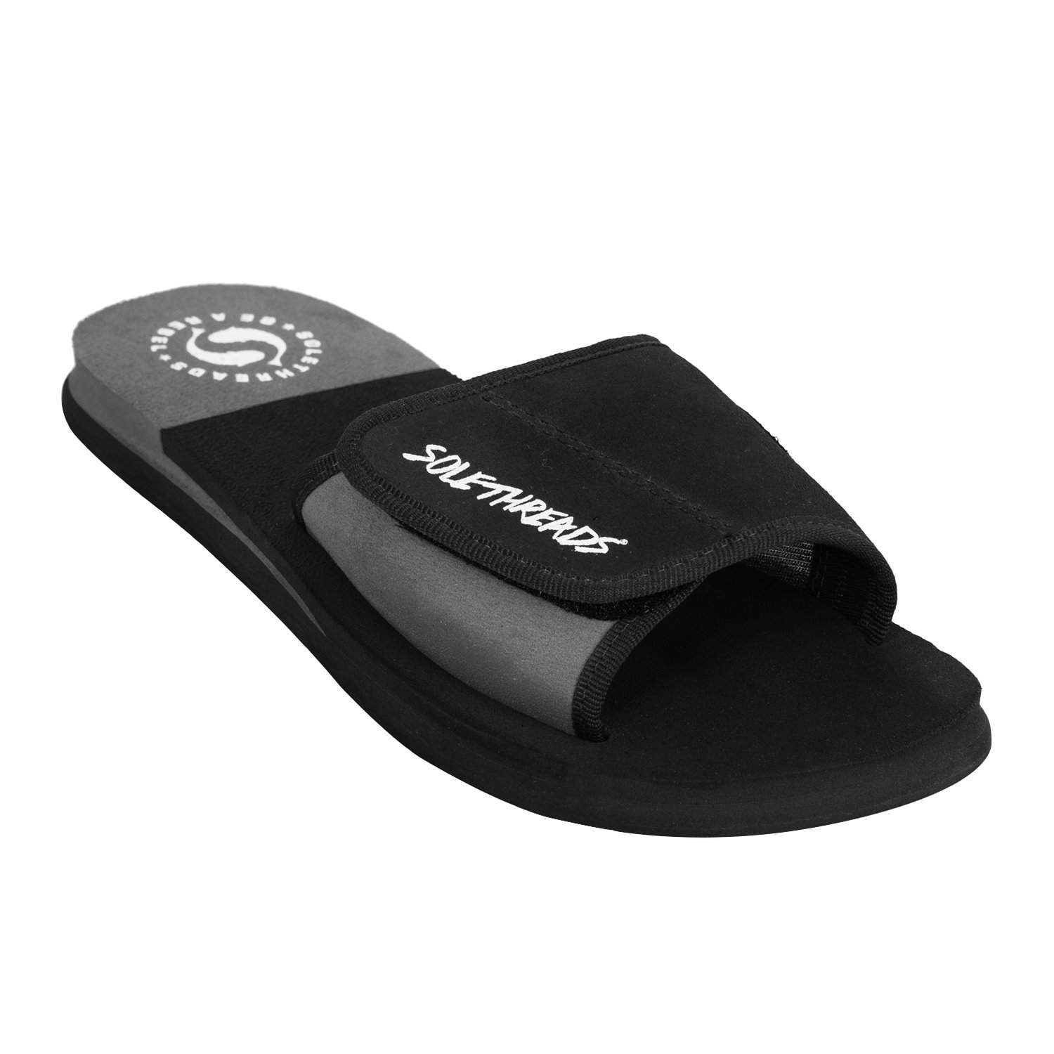 Solethreads Freeway Slides For Men (Black-Grey, 6) in Delhi at
