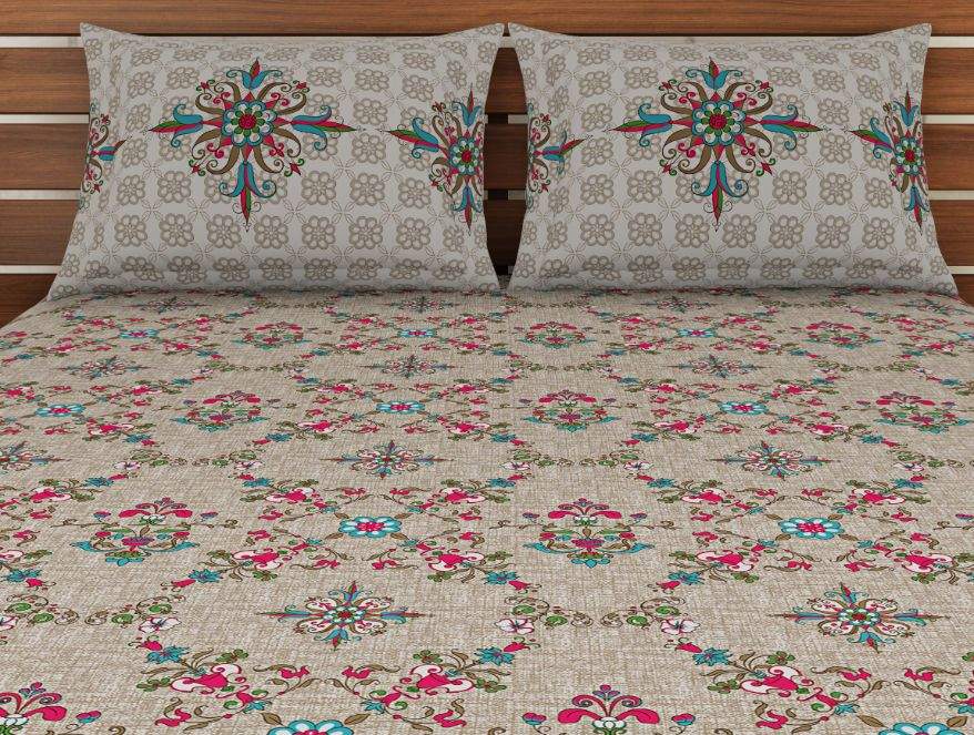 SPACES 1050023 Atrium Plus Breathable Double Bedsheet (Floral) in