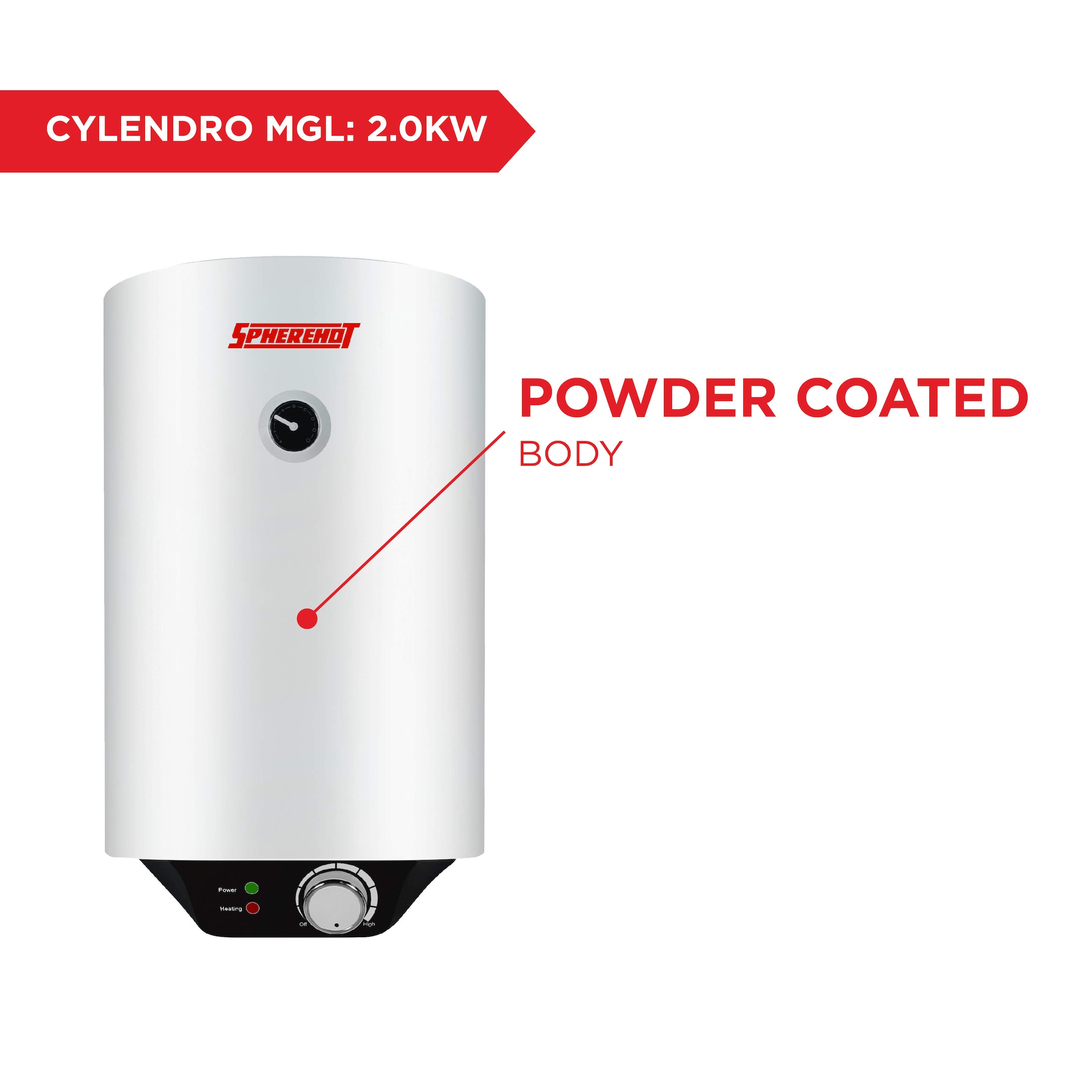 Spherehot 10 Ltr Cylendro Ele (MGL) WM (V) White Storage Water Heaters in  Surat at best price by Shyam Sai Electric - Justdial