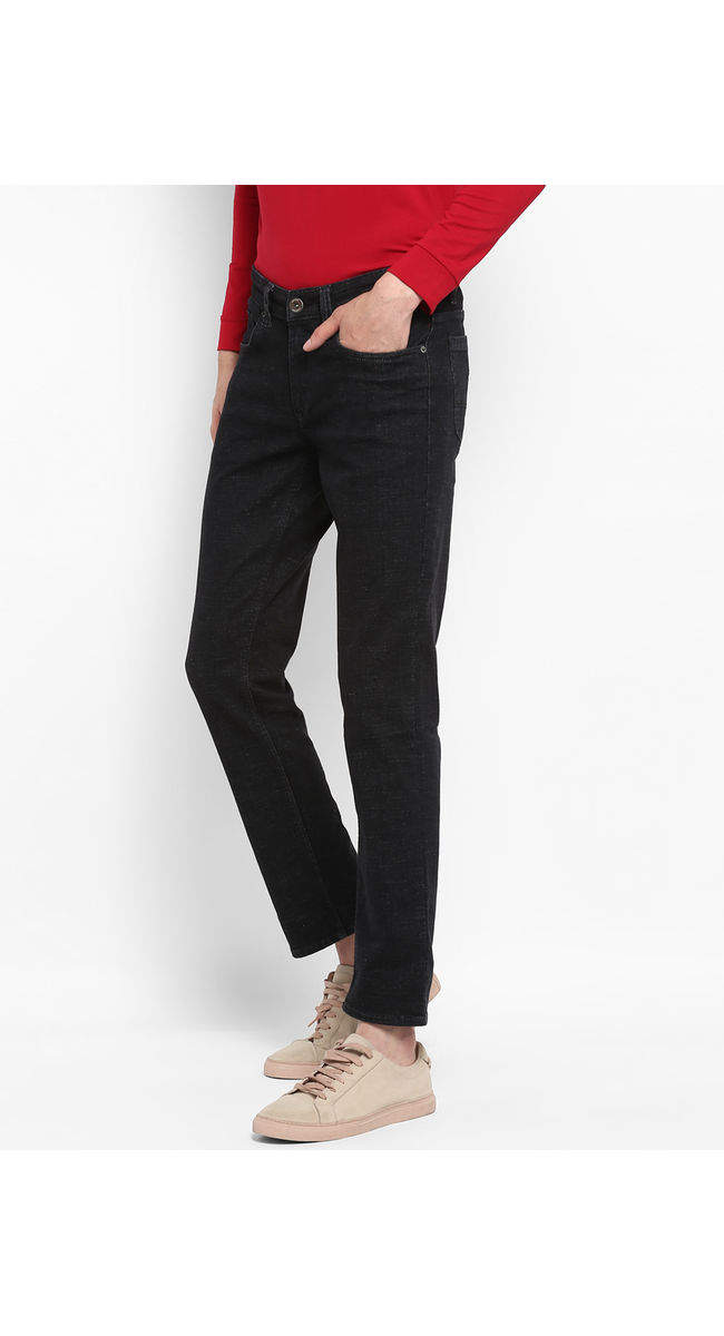 Spykar RO02AI01BLACKRAW Solid Slim Thigh Narrow Leg Fit Jeans