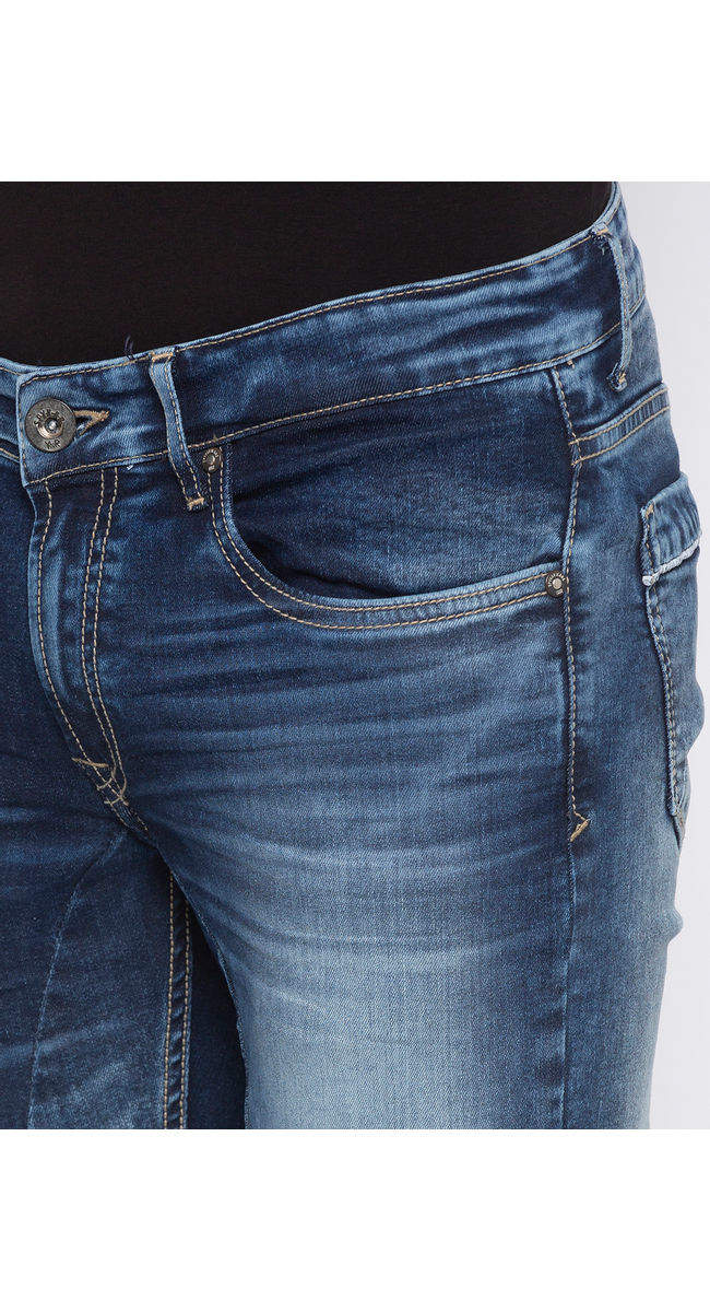 Spykar MYNR01BJ087MIDBLUE Mid Solid Skinny Fit Jeans (Blue) in