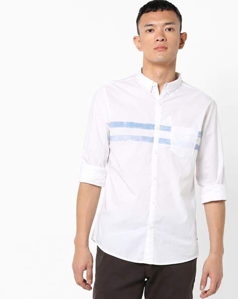 Spykar Men's Shirts With Patch Pocket (Size: XL, White) in Mumbai