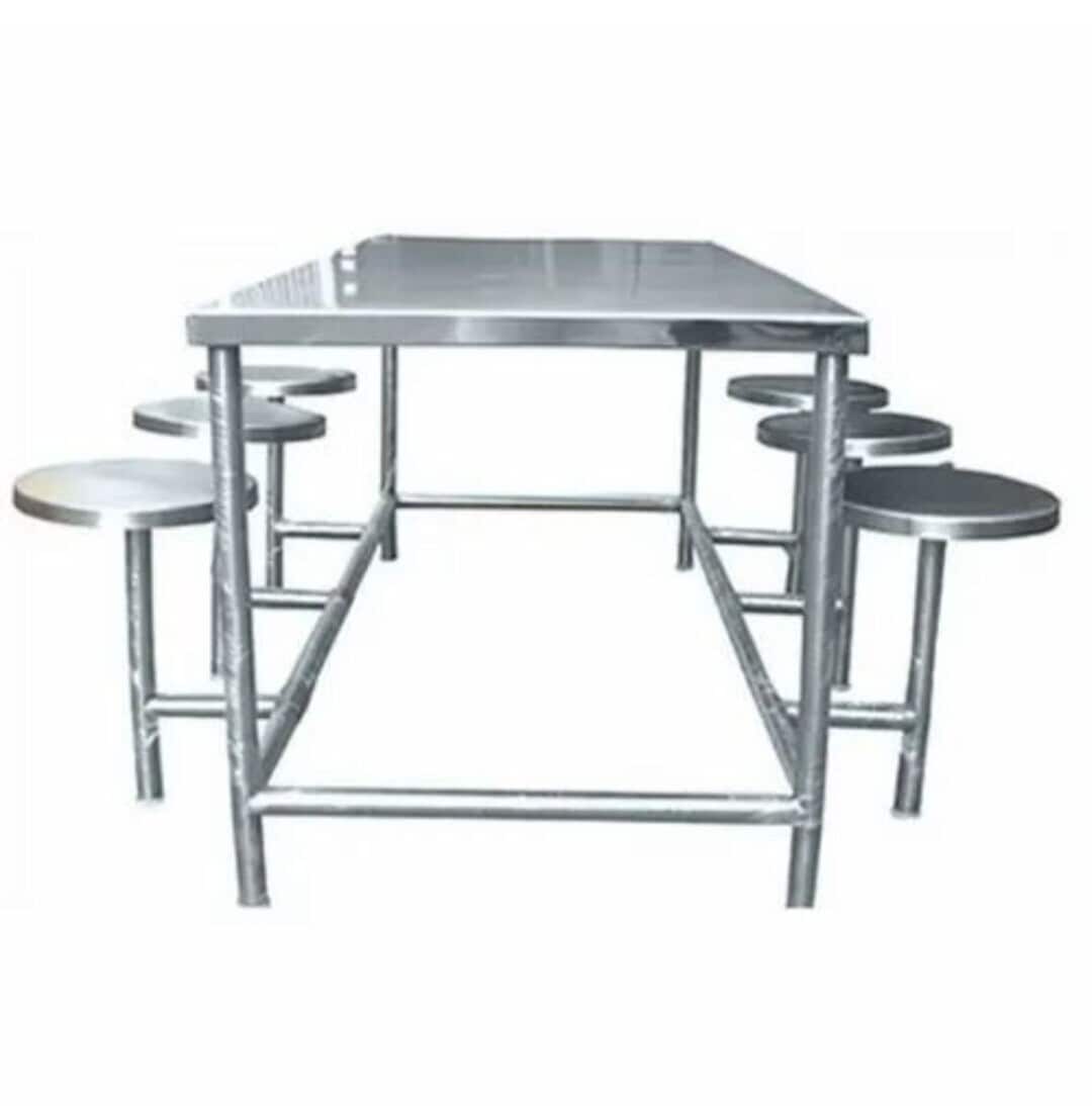 Stainless Steel Dining Table With Fixed Chair in Siliguri at