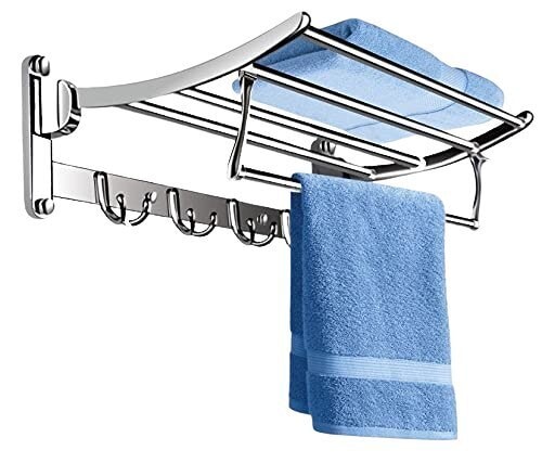 Stainless Steel Folding Towel Rack For Bathroom Silver in