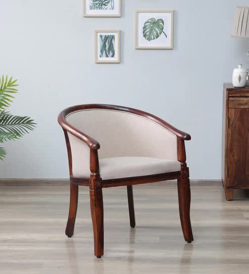 Stalley Sheesham Wood Arm Chair In Beige Scratch Resistant Honey