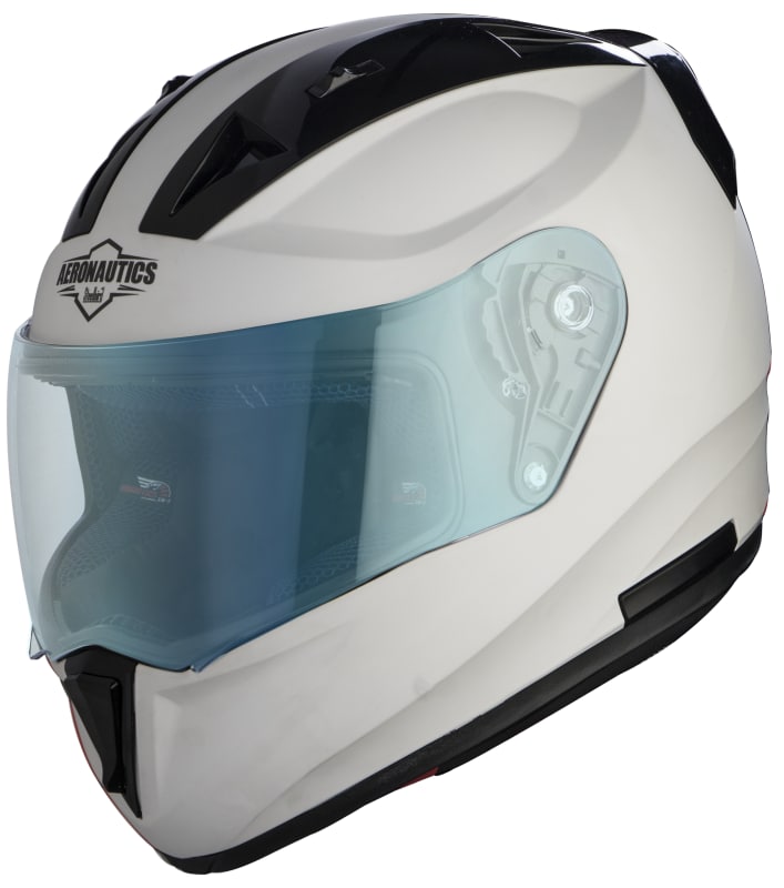 Steelbird SA-1 Aeronautics Mat White Helmet (Blue NIght Vision
