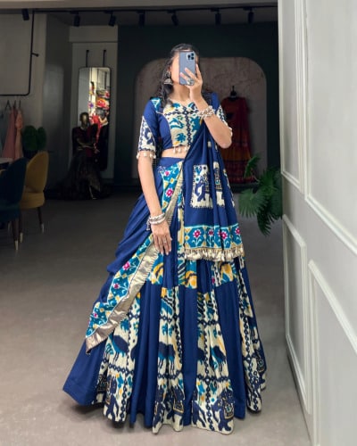 blue garba dress Navratri Cotton Lehenga Choli: Shop Designer Collection main image 1