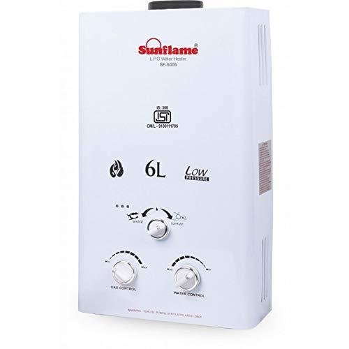 SUNFLAME ENTERPRISES ALUMINUM LPG WATER HEATER 6 L GAS GEYSER (STANDARD  SIZE WHITE) in Mahendergarh at best price by Raja Lifestyle Furniture -  Justdial