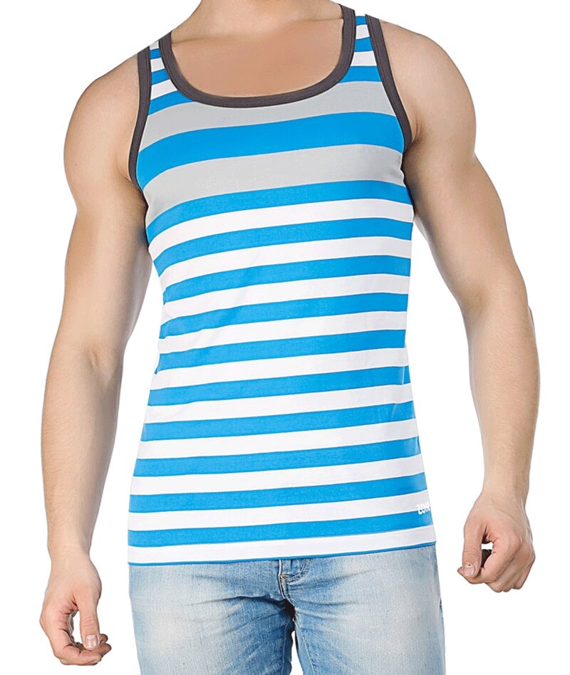 Sunset-Blue Men's Vibrant Striped Singlet Vest in Pune at ₹ 355