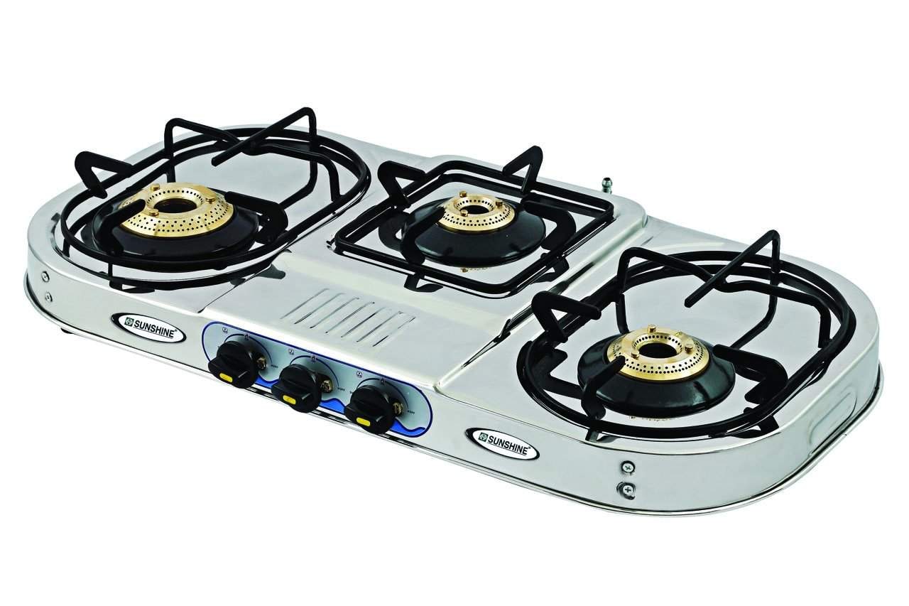 Sunshine VT-3 Step Three Burner Stainless Steel Gas Stove (Auto