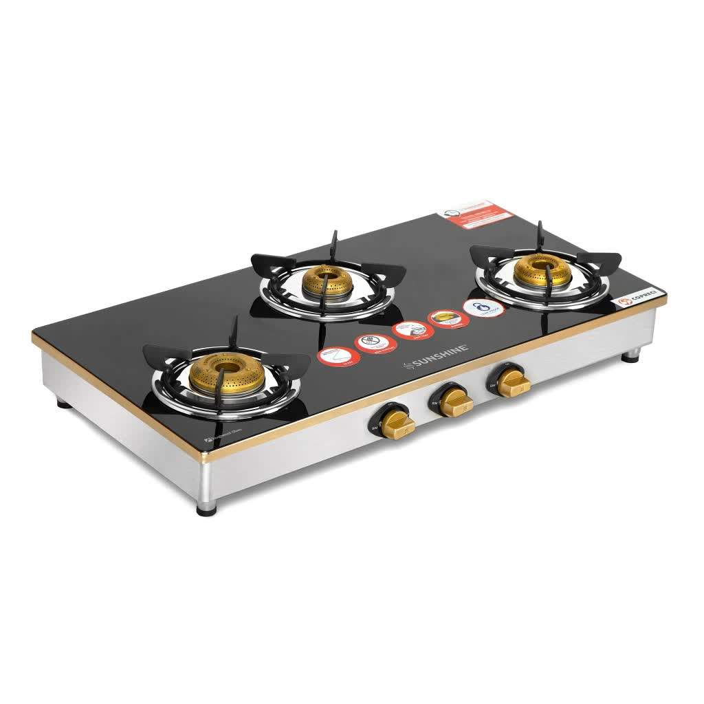 SUNSHINE TRENDO GOLD BURNER TOUGHENED GLASS GAS STOVE in Delhi