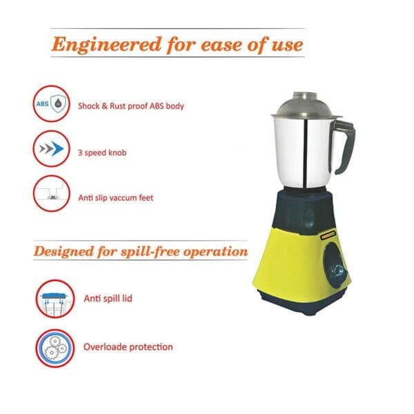 Super DLX 750 WATT JAR Mixer Grinder Powerful Copper Motor with