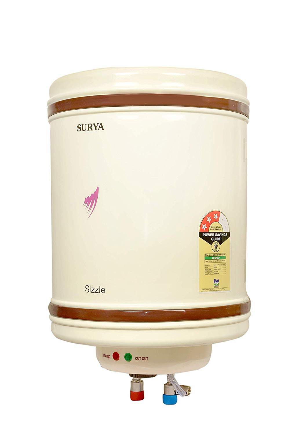 Surya Sizzle 15-Litre Geyser (Ivory) with ISI Marked Vertical