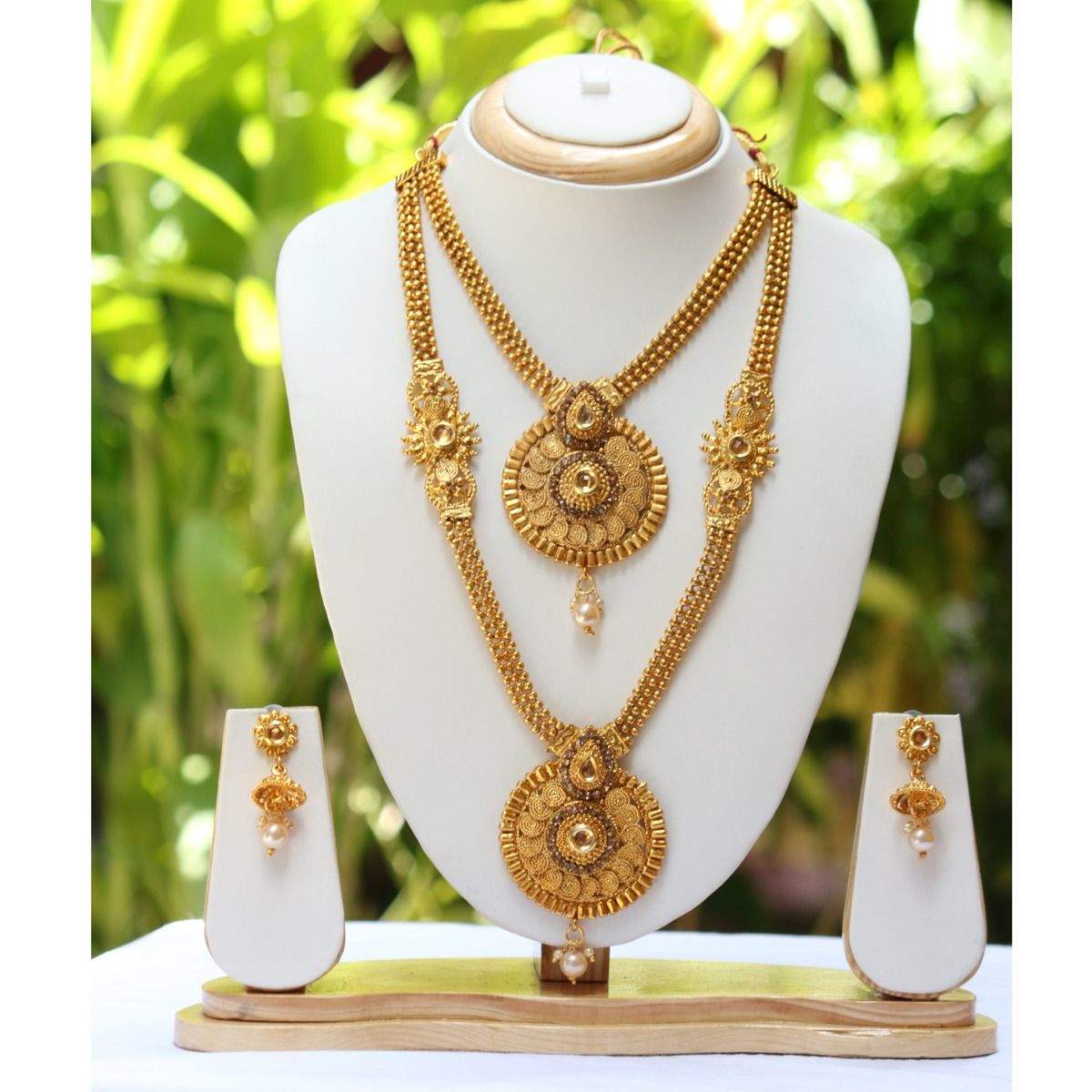 Swarajshop Imitation Champion Colour Haram Necklace Set For Women