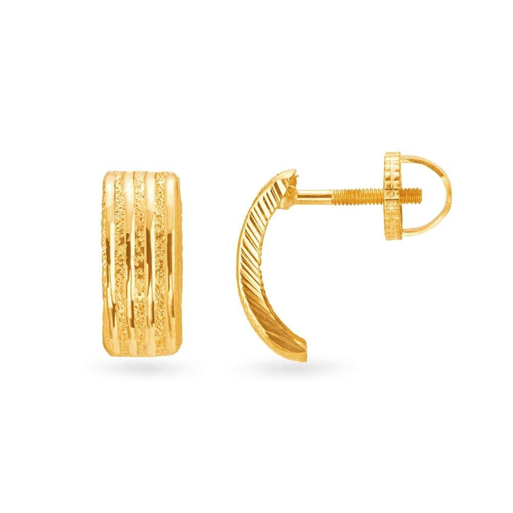 TANISHQ 513113HAAABA002EA007732 Shimmering Gold Hoop Earrings in