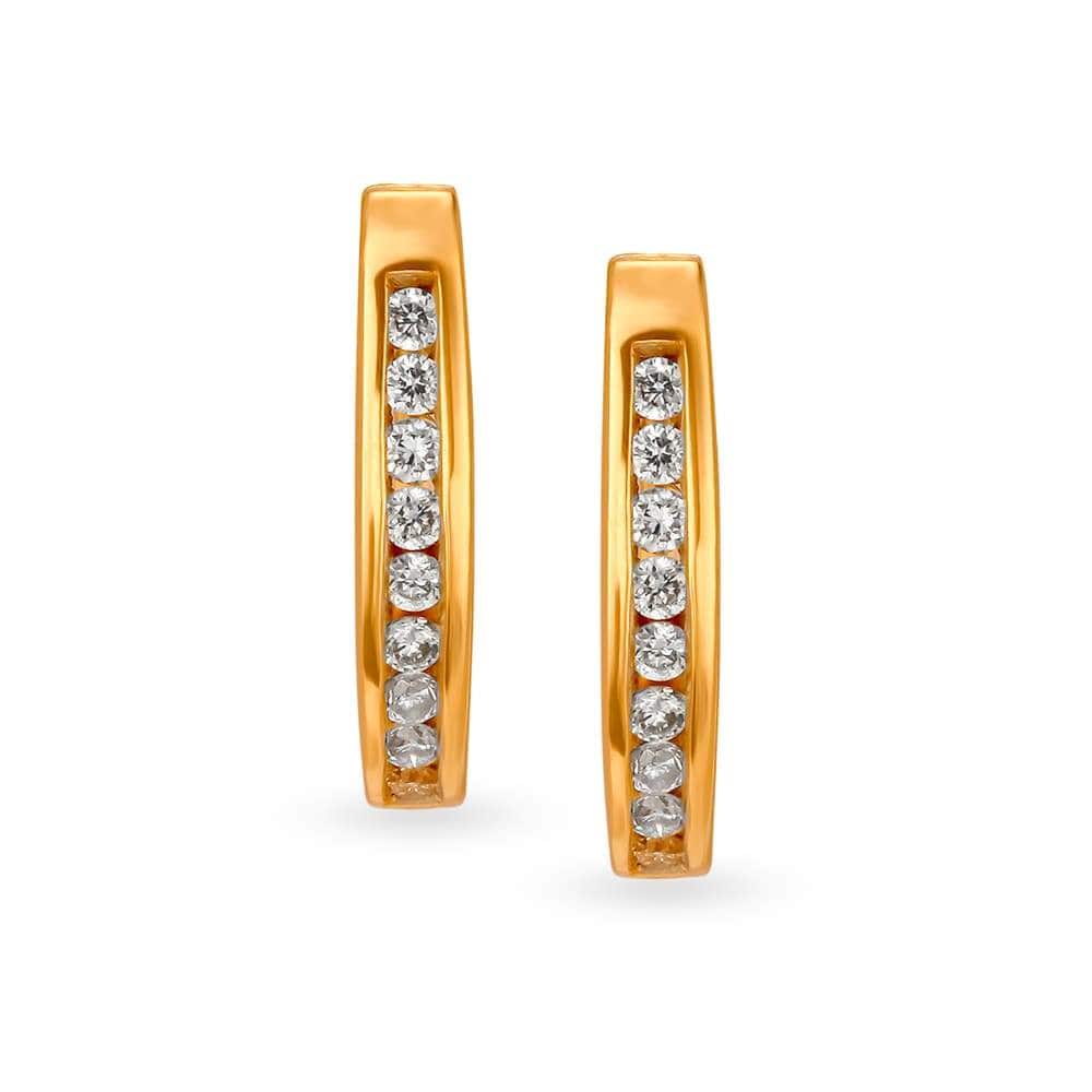 TANISHQ 501191HVNAAA222BD005331 Timeless Diamond Hoop Earrings in