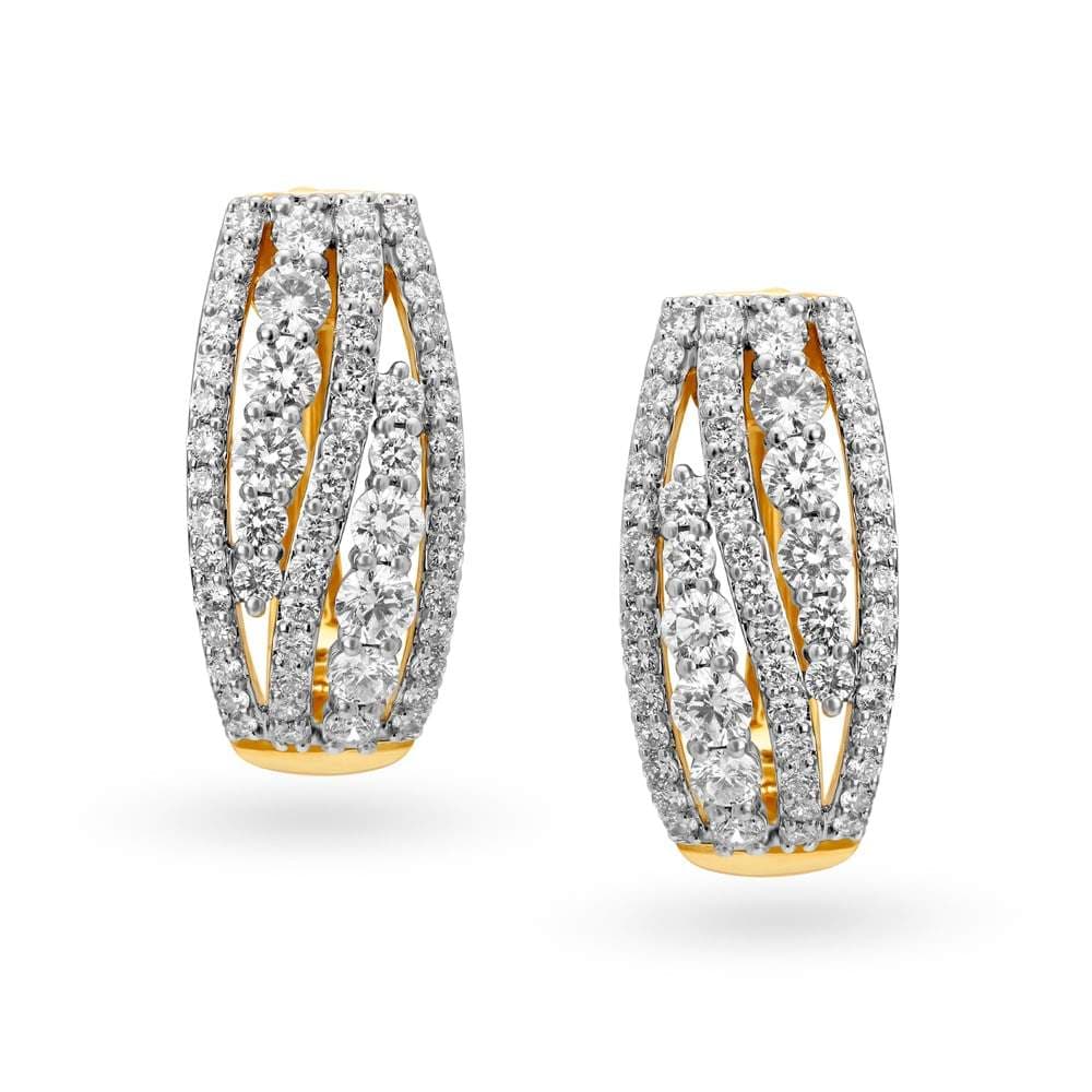 TANISHQ 503416HJHAAA022BD005264 Dazzling Diamond Hoop Earrings in