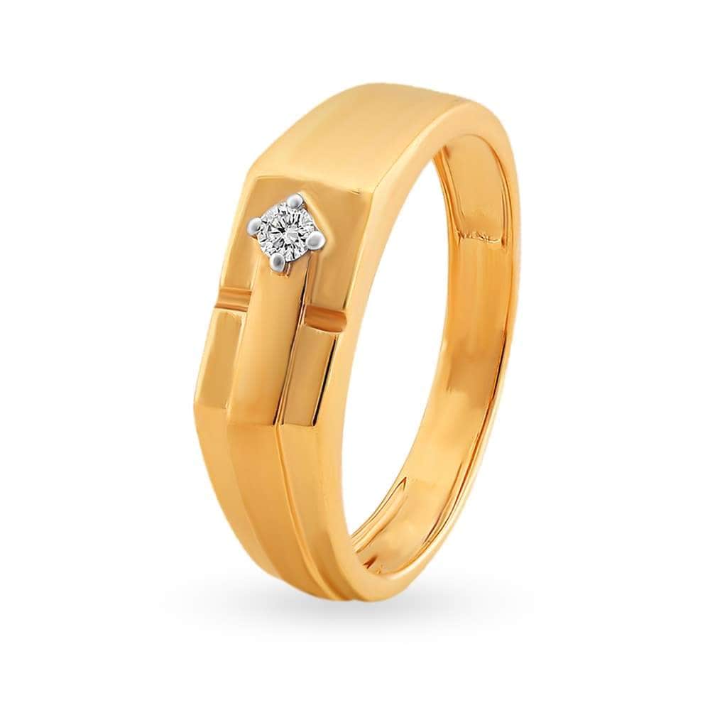 Geometric Mens Gold Ring Designs In Tanishq Tanishq Gents Ring