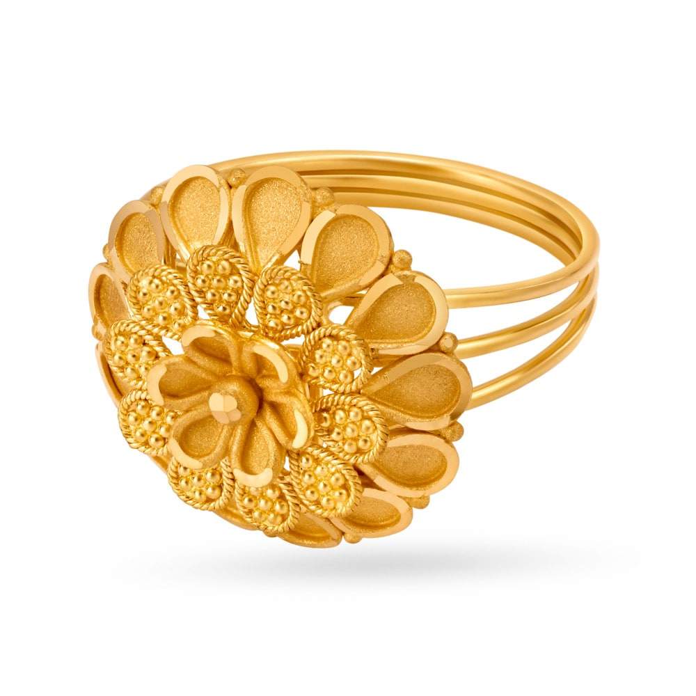TANISHQ 511418FRENAA002EB006114 Grand Floral Gold Finger Ring in