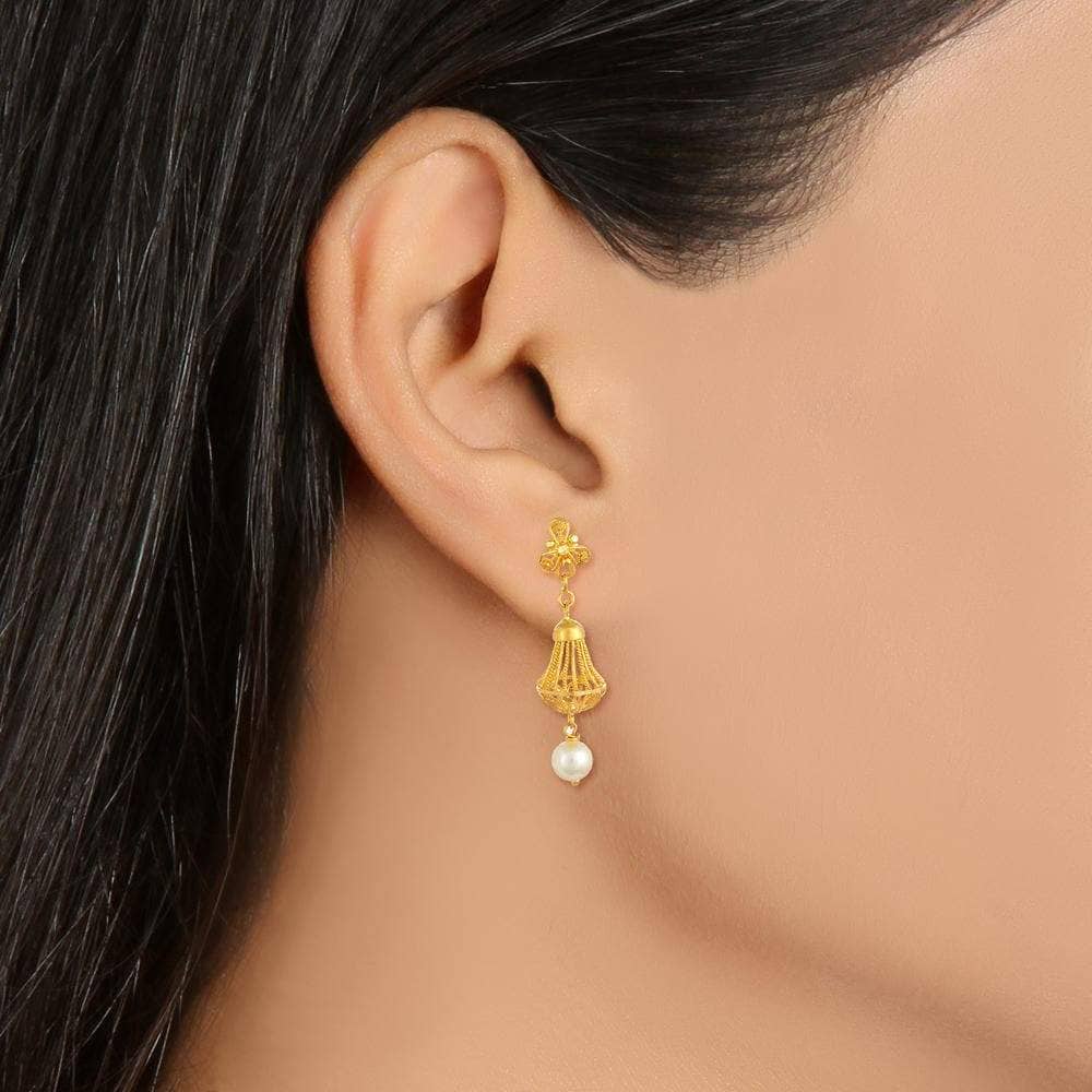 TANISHQ 510802DTAABAP12EB006300 Graceful Gold Drop Earrings for - Main Image