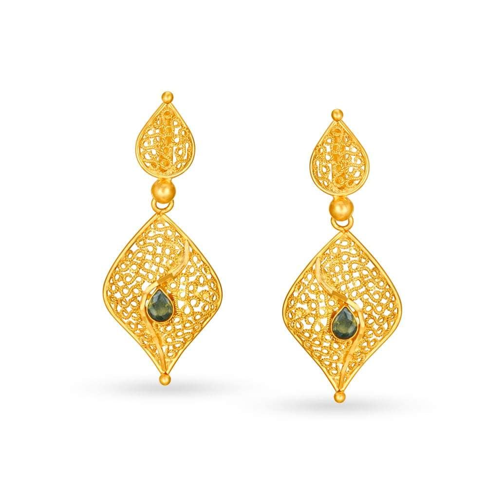 TANISHQ 513013DUAABAP12EA005905 Sublime Antique Gold Drop Earrings