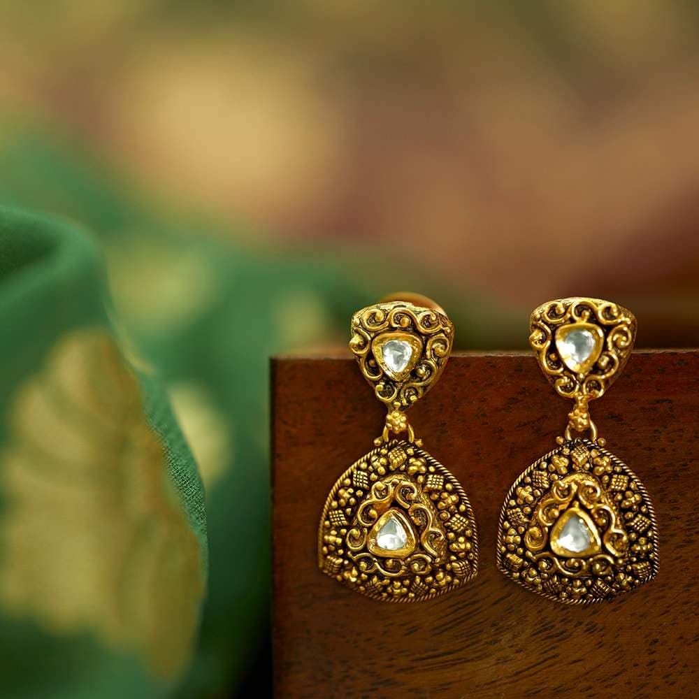 Bijli Kundan Gold Earrings Bijli Design TANISHQ