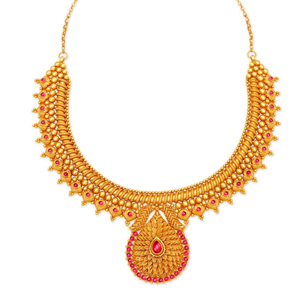 TANISHQ 511517NOTAAAP12BA005115 Queenly Antique Gold Neckwear in