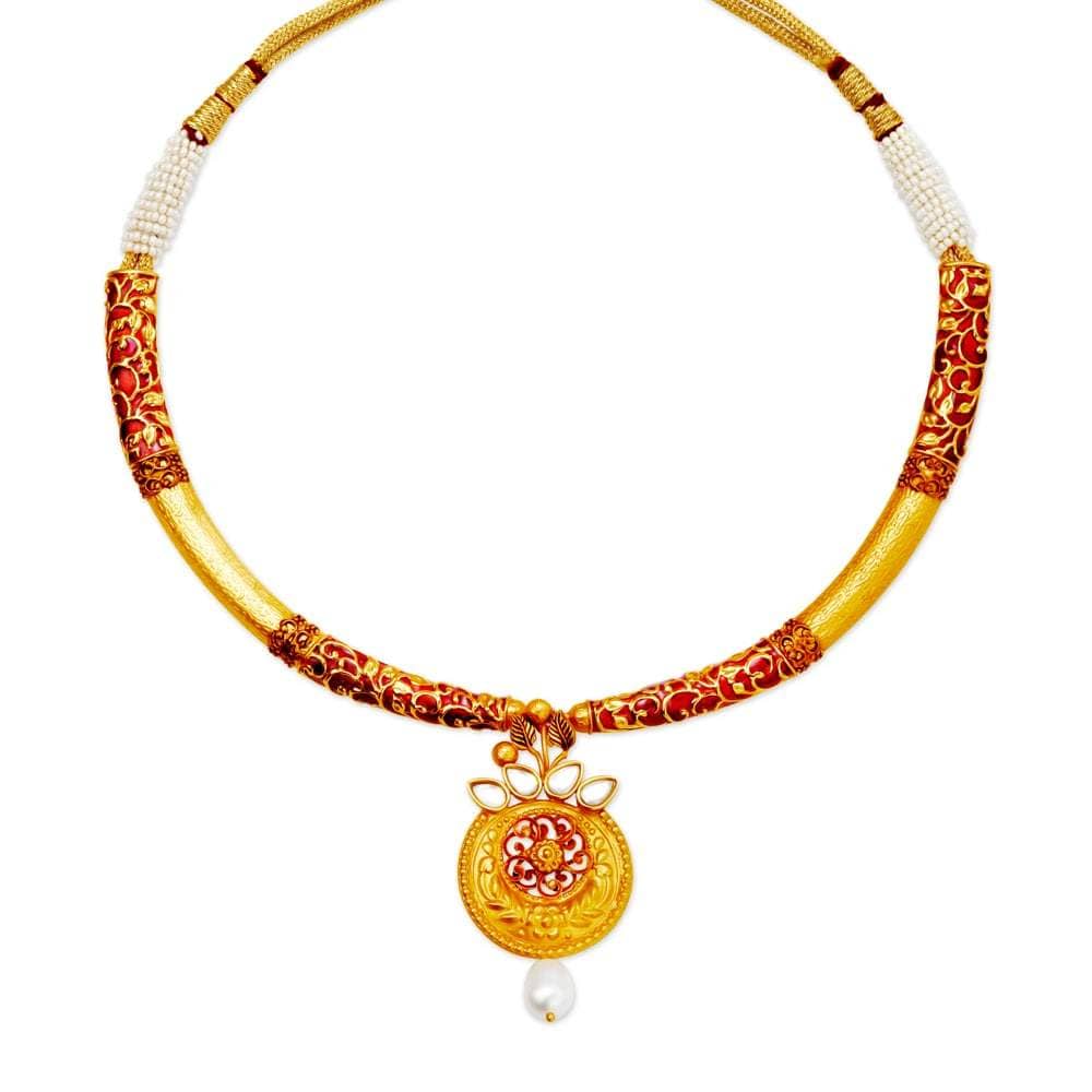 TANISHQ 5122182MWABAP12EA000151 Striking Antique Gold Neckwear Set