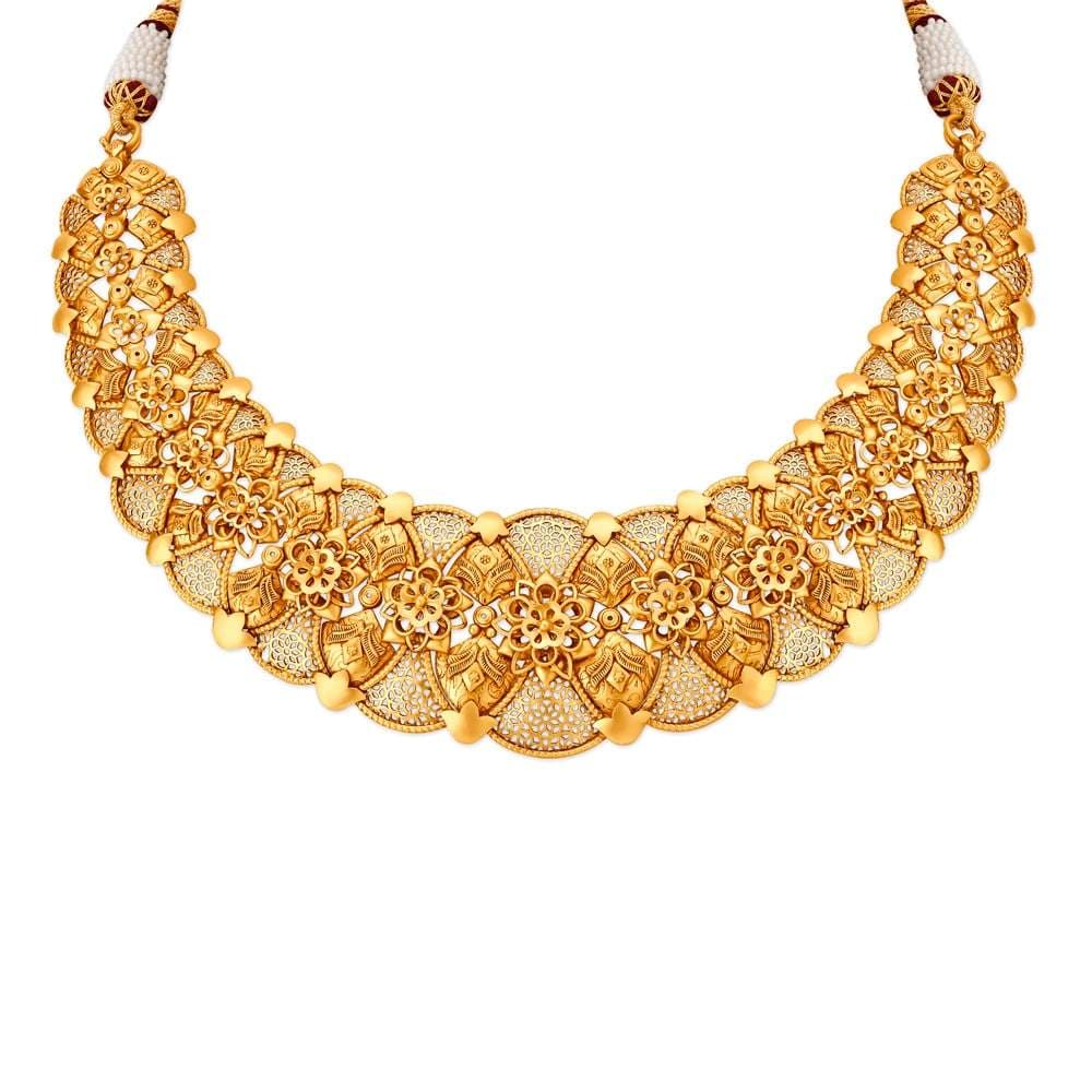 TANISHQ 5137192AD1BA002EB000105 Spellbinding Floral Gold Neckwear