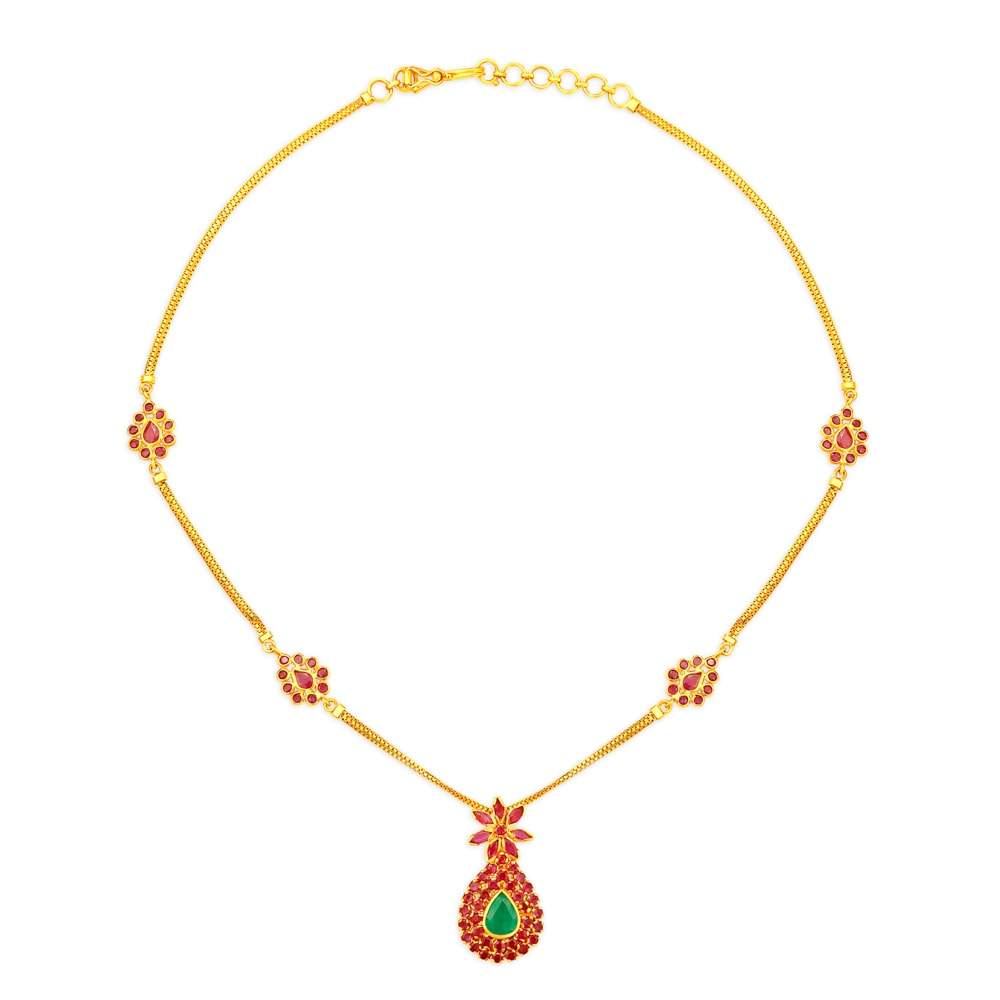 TANISHQ 513213NFNAAA402BA901324 Suraya Emerald and Ruby Neckwear
